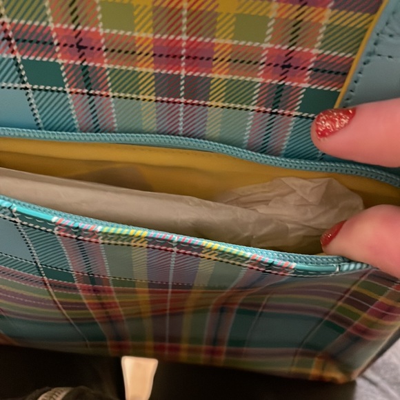 Baekgaard tartan brights tote bag in Caribbean Blue BNWT - Picture 6 of 10